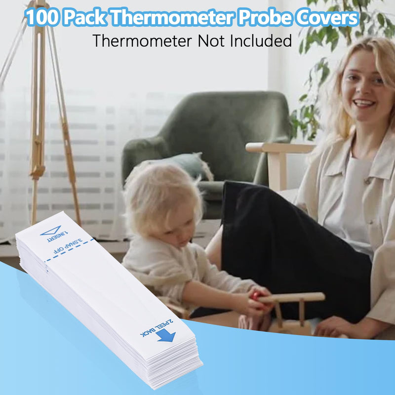 [Australia - AusPower] - 100 Pack Thermometer Probe Covers Compatible with Vicks - Disposable Thermometer Sleeves, Convenient to Use and Enhance Comfort, Clear Temperature Sheath Sleeves for Oral and Rectal 