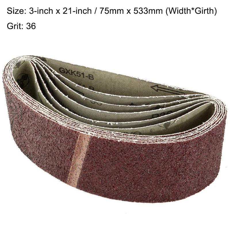 [Australia - AusPower] - uxcell 3-Inch x 21-Inch Aluminum Oxide Sanding Belt 36 Grits Sandpaper Lapped Joint for Belt Sander 6pcs 