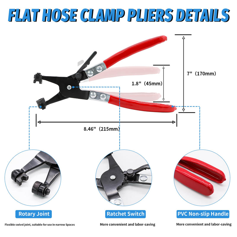 [Australia - AusPower] - 130Pcs 6-25mm Spring Band Hose Clamps With Swivel Flat Hose Clamp Plier Assortment Kit, Constant Tension Steel Clamps for Fuel Lines, Silicone, Vacuum Hoses & Low-Pressure Air Clips 130pcs Spring Clamps with Plier 