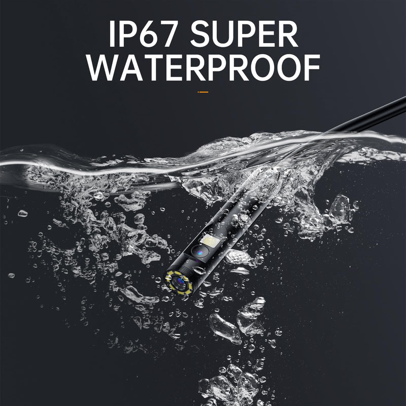 [Australia - AusPower] - Dual Lens Endoscope Camera, 4.3 Inch Screen Inspection Camera, 1920P Borescope Camera with Lights, Pipe Snake Camera, 3.28ft Semi-Rigid Snake Camera Dual Lens-8mm camera-1m cable 
