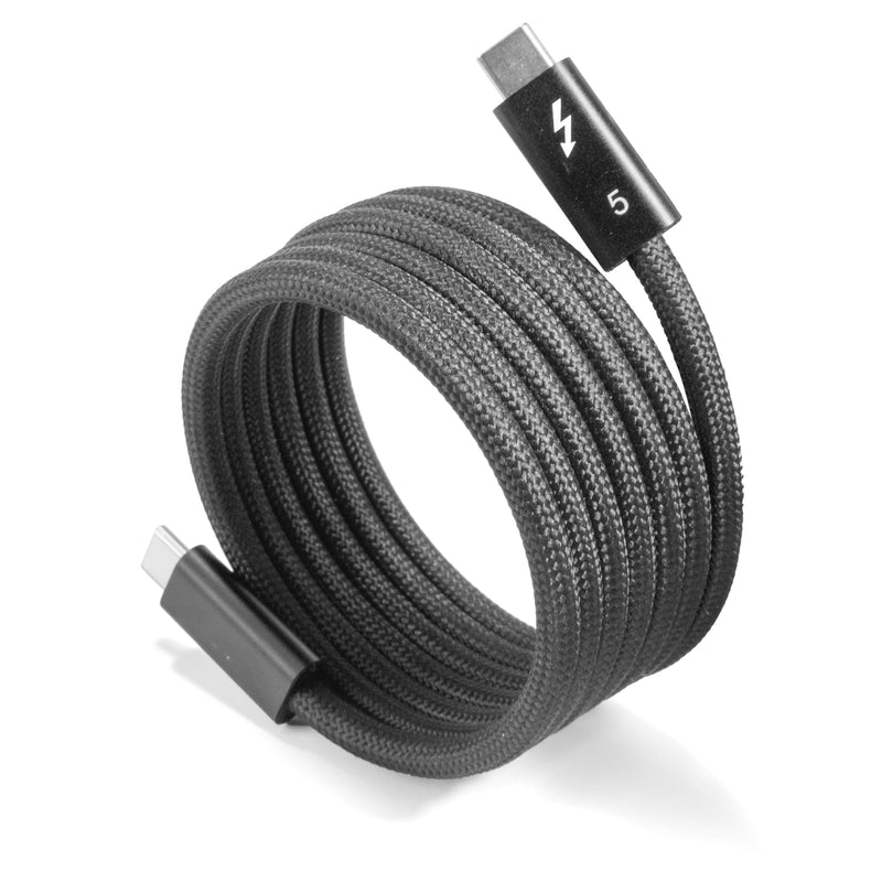 BoxWave Cable Compatible with Bumpboxx Retro Pager - SnapWrap Thunderbolt 5.0 Cable (5ft 240W), Magnetic Self-Coiling Nylon Braided Retractable - Jet Black