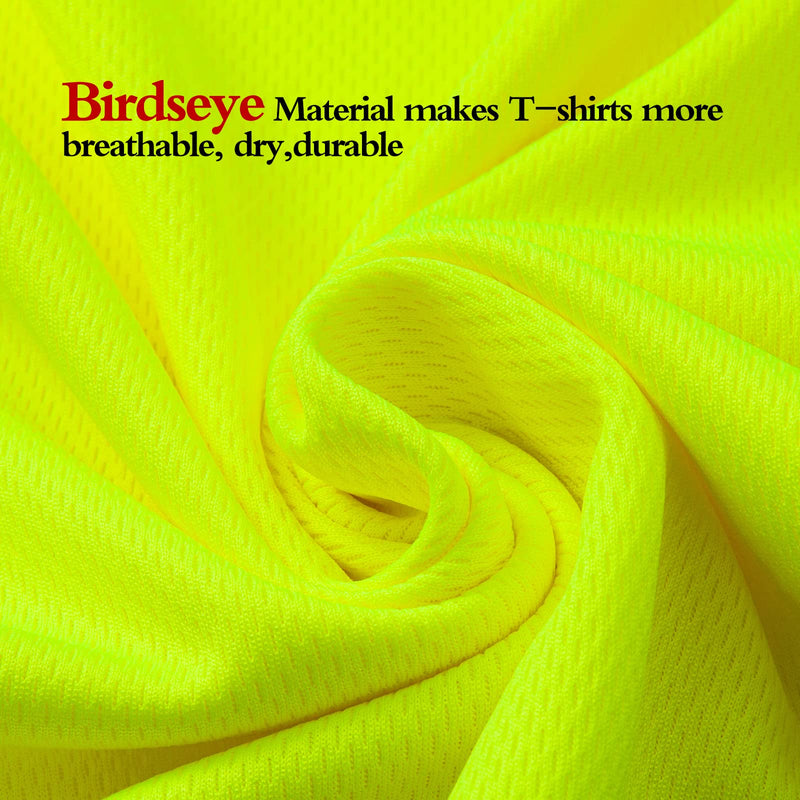 High Visibility Shirts Quick Dry Safety T Shirts with Reflective Strips and Pocket Short Sleeve Mesh Hi Vis Construction Work Class 2 Shirt for Men/Women Black Bottom Lime,Medium Medium Lime 02