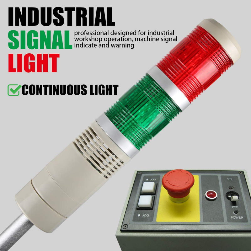 [Australia - AusPower] - LUBAN Industrial Signal Light, Column LED Alarm Tower Lamp Light Flash Indicator, 2-Layer Stack LED Warning Light for Safety (110V/Steady ON Light) 110V without Buzzer 