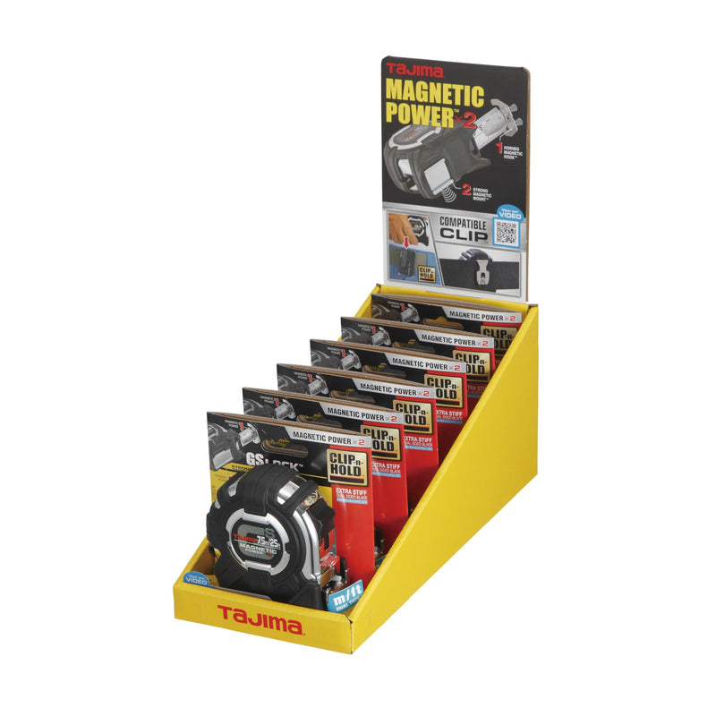 TAJIMA Tape Measure - 25ft/7.5m x 1in GS-Lock Measuring Tape with Dual Magnetic Power & Compatible Clip - GS-SC25/7.5MBW 25 ft/7.5 m x 1 inch