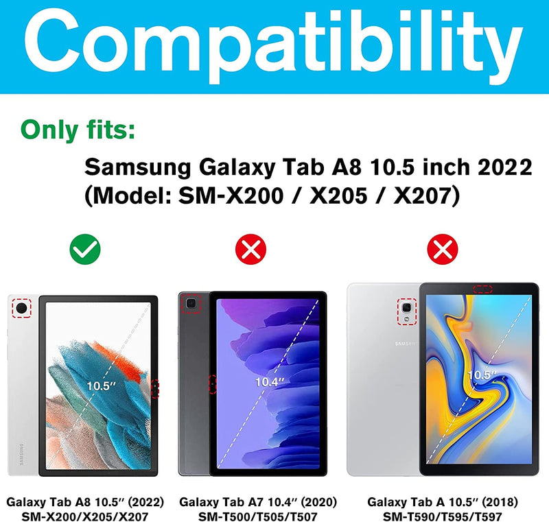 [Australia - AusPower] - Smart Case for Galaxy Tab A8 10.5, Slim Stand Hard Back Shell Protective Smart Cover Case for Galaxy Tab A8 10.5 Inch 2022 SM-X200 X205 X207 -Black Black 