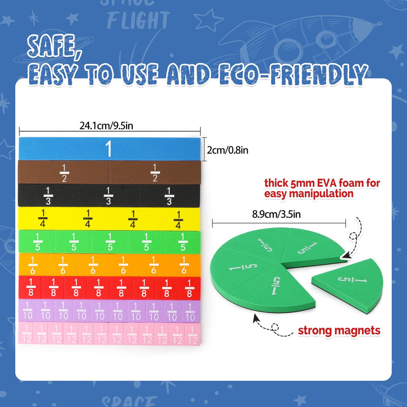[Australia - AusPower] - Magnetic Fraction Tiles & Fraction Circles Activity Set - Math Manipulatives for Elementary School - Fraction Magnets & Resources - Fraction Strips & Bars 