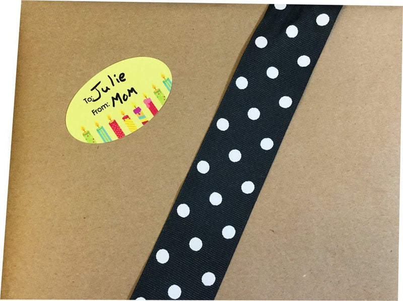 Happy Birthday Gift Tag Stickers for Presents 4 Different Designs 1.5 x 2.5 Inch 100 Adhesive Labels On A Roll