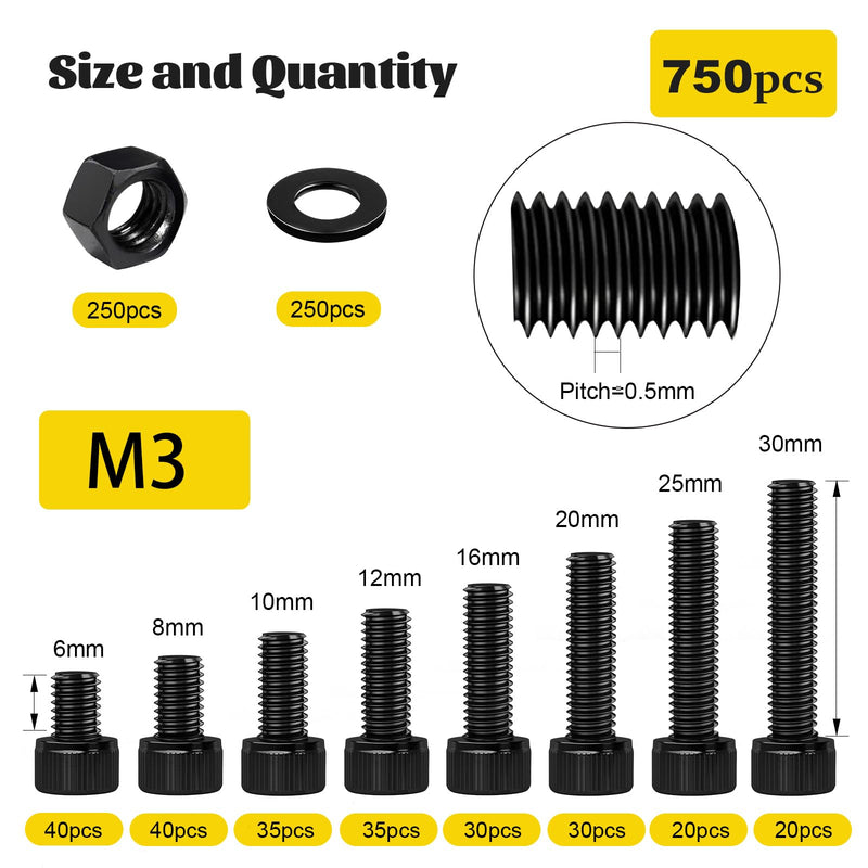 [Australia - AusPower] - 2200PCS Metric M2 M3 M4 M5 Hex Socket Button Head Bolts Assortment Kit & 750PCS M3 Hex Socket Head Bolts Assortment Kit 