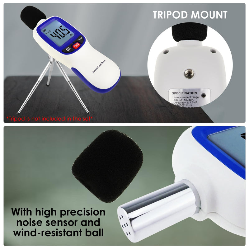 [Australia - AusPower] - Wireless Sound Level Meter with Bluetooth: Portable Decibel Meter, App Data Logging, and High Accuracy SPL Meter 0~130dB for Professional Noise Inspections and Home Use 