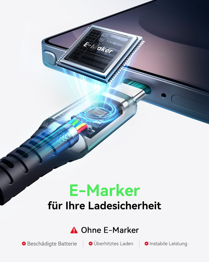 USB Type-C cable, INIU [2m] 100W PD 5A USB C cable USB C QC4.0 nylon fast charging type C to USB C compatible with Samsung S21 S20 Note iPad MacBook Pro Huawei Xiaomi Nintendo Switch etc Nylon Braided Charging Cable USB-C Charger for iPhone 17 16 15 P...