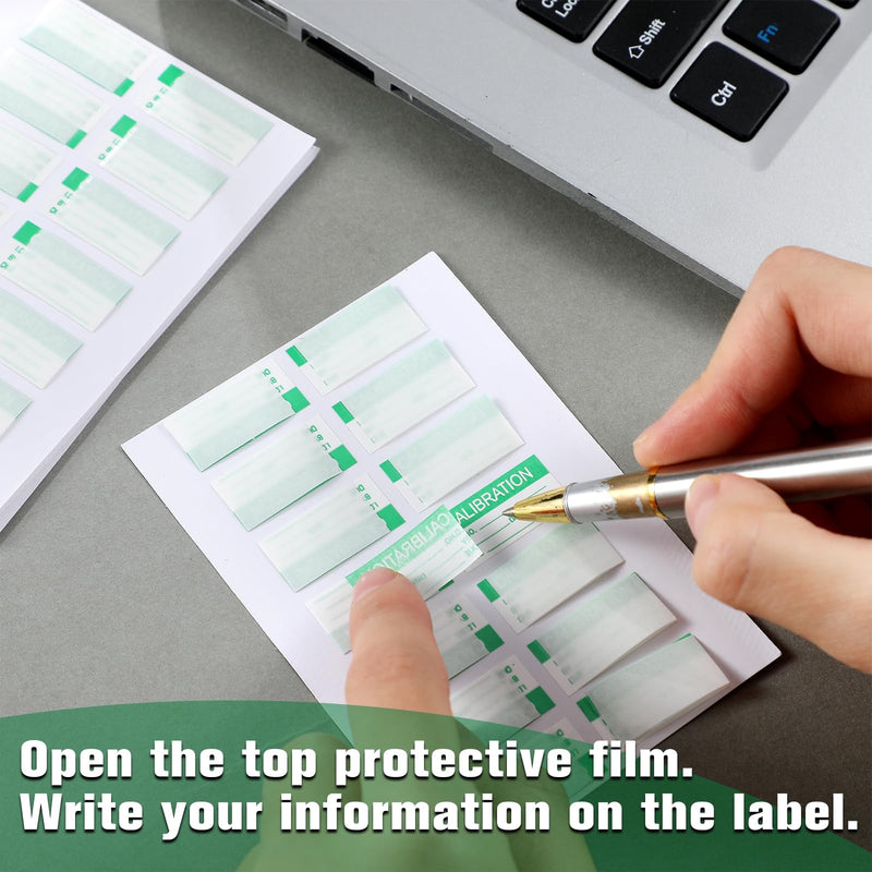 Harloon 210 Pcs Mini Self Laminating Calibration Labels 0.5"x1" Waterproof Adhesive Stickers with Clear Flap for Nist and Iso-900 Calibrations, Inventory, Quality Control Organization 0.5"x1"