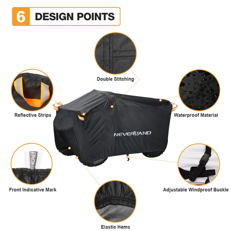 [Australia - AusPower] - NEVERLAND ATV Cover Waterproof Heavy Duty 4 Wheeler Cover Quad Cover All Season Weather Proof Outdoor UV Protection for Polaris Yamaha Suzuki Honda (Black XLarge) Black XL-82.7''L x 47.2''W x 45.2''H 