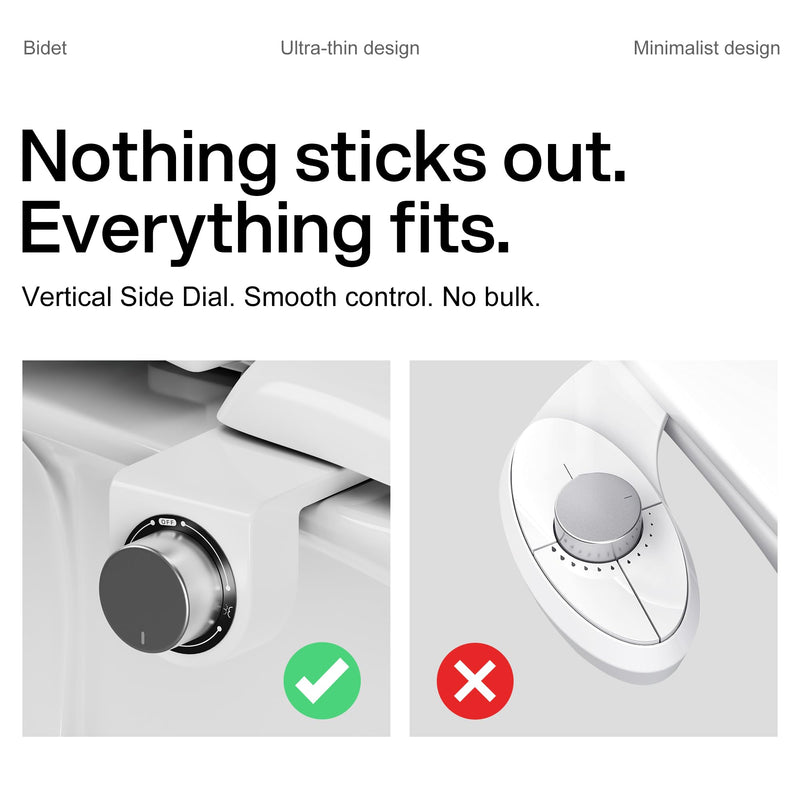 hansrapo Bidet Attachment Non-Electric, Dual Retractable Nozzles for Rear & Feminine Wash, Adjustable Water Pressure, Space-Saving Design for Small Bathrooms.