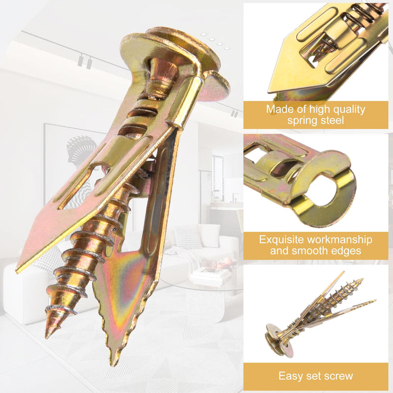 [Australia - AusPower] - PAGOW 80 Pcs Self-Drilling Anchors, Ancors and Screws for Heavy Duty, Metal Screw Anchors Kit, No Drill and Holes in Wall (4 Sizes) 