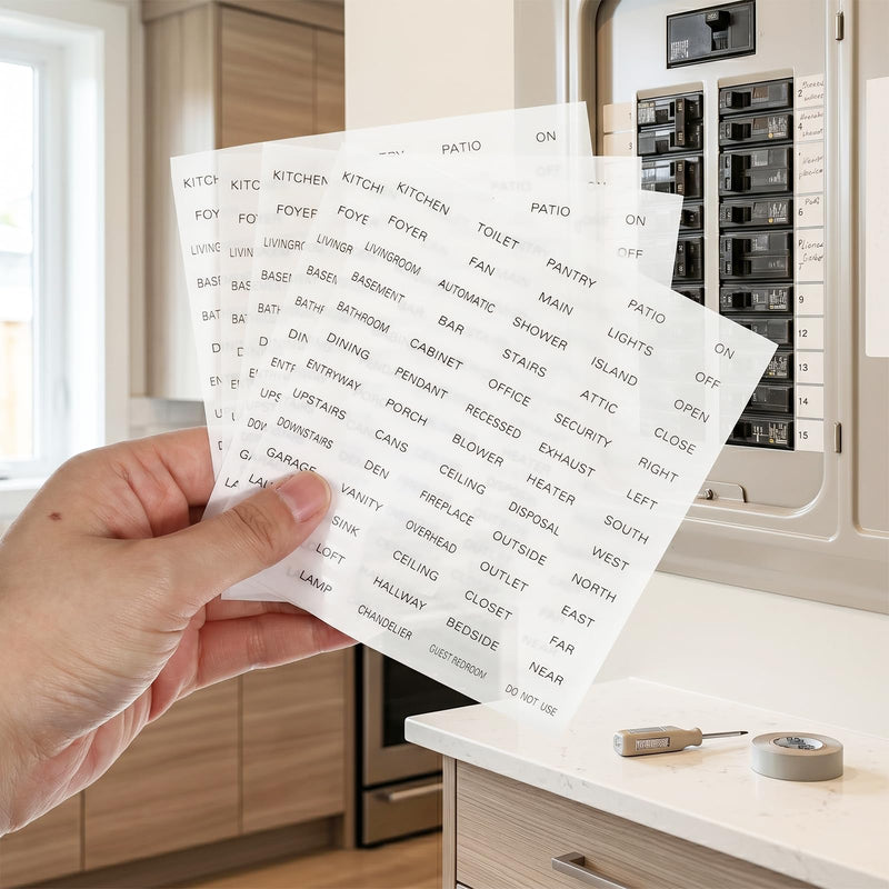 975 Pcs Light Switch Labels, Waterproof Clear Switch Stickers Transparent Switches Identification Stickers Label for Home Office