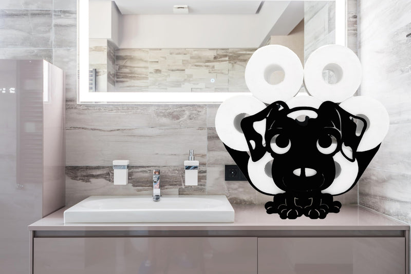 Decorative Metal Dog Toilet Paper Holder - A Humorous, Space-Saving & Corrosion Resistant Bathroom Accessory | Holds 8 Rolls | Easy Assembly | Functional Conversation Starter Dog Z