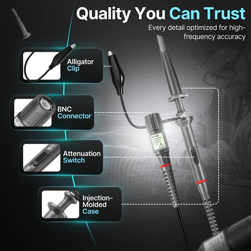 [Australia - AusPower] - Hantek PP-200 Oscilloscope Probes (pack of 2), 200MHz 
