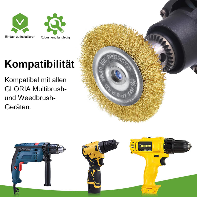 [Australia - AusPower] - Joint Brush Brass Brush Steel Brush 4 Pieces Compatible with Gloria Multibrush and Other Wire Brushes Metal Brush Weedbrush Accessories for Gloria Joint Cleaner of Weeds Moss Stones 