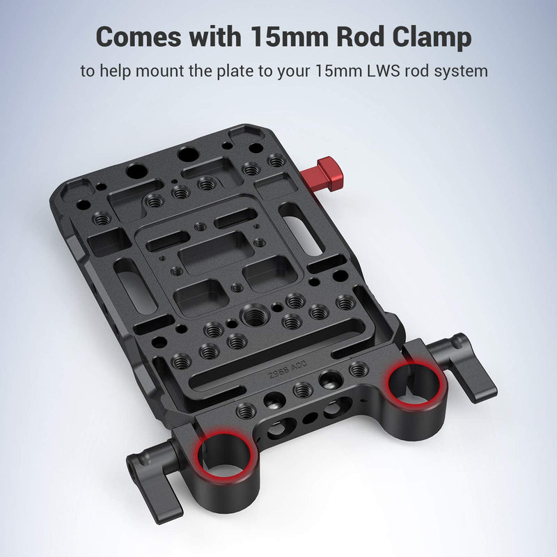 [Australia - AusPower] - SmallRig Battery Plate with V-Lock Mount with Dual 15mm Rod Clamp for Camera Power Supply - 3016 