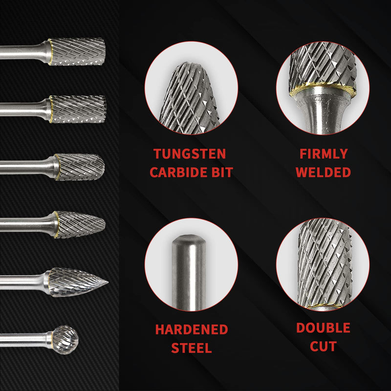 [Australia - AusPower] - S&F STEAD & FAST Carbide Burr with ¼ Shank ½ Cutter Dia 1 Length, Professional Grade Tungsten File, Die Grinder Bit for Electric or Air Die Grinder, Cylinder End Cut, Grinding Burr bit for Metals SB5DC 