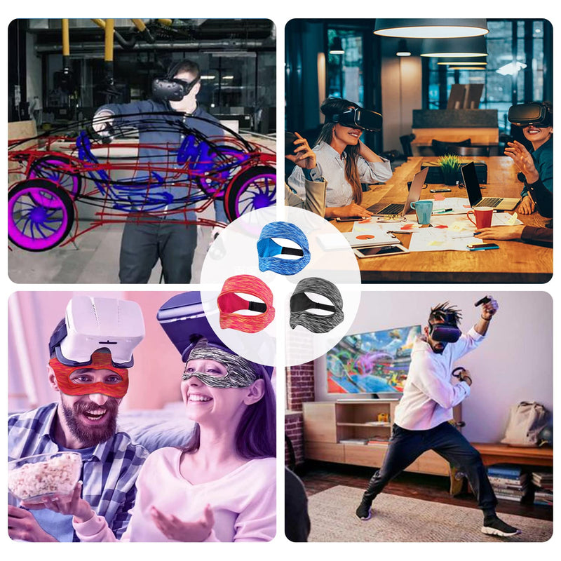 [Australia - AusPower] - SAYAFAN VR Eye Mask, Adjustable Breathable VR Sweat Band for Meta/Oculus Quest 2/3, HTC Vive, PS, Gear, VR Workouts (3PCS) Colourful 