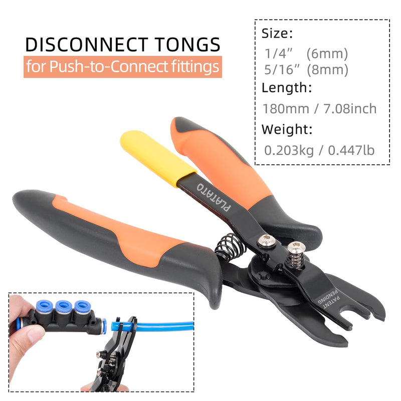 [Australia - AusPower] - Push to Connect Fittings Disconnect Tong Tool for Removing Push-fit Pneumatic Fittings 1/4”, 5/16” (6mm, 8mm) Quick Connect Air Hose Fittings Removal Tool 6-8mm 