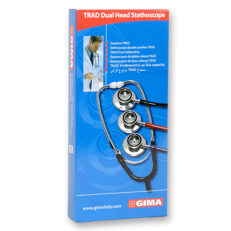 Gima - Dual Head Stethoscope TRAD, Adult, Y Color Black, Pavilion Ø 43.5 mm, Bell Diameter 30 mm Outer Size, Latex-Free, CE Medical Device Adult