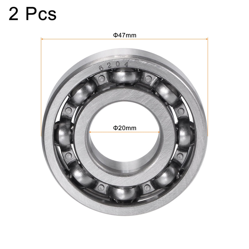 [Australia - AusPower] - uxcell 6204 Deep Groove Ball Bearings 20mm Bore 47mm OD 14mm Thick CN Open Type Chrome Steel 2pcs 20x47x14mm 