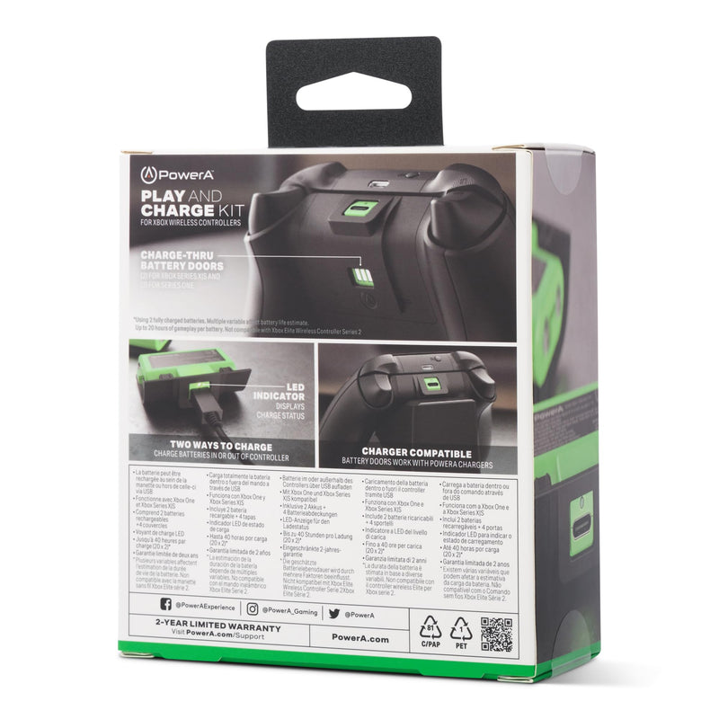 [Australia - AusPower] - PowerA Play & Charge Kit for Xbox Series X|S and One Wireless Controller, Rechargeable Battery Pack, Officially Licensed for Xbox Battery Kit 