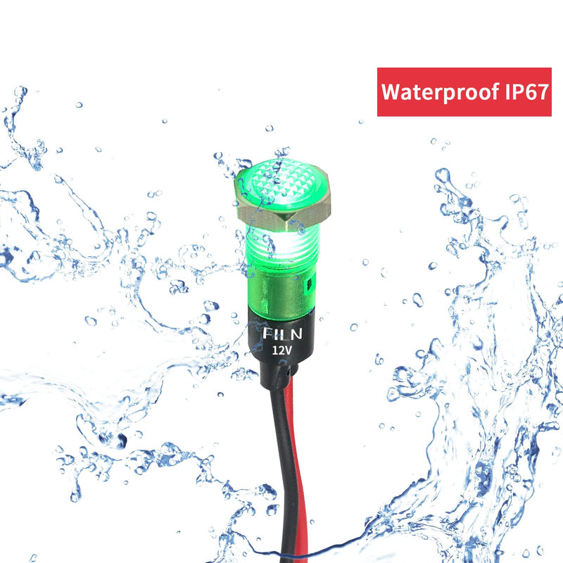 [Australia - AusPower] - 10 Pcs 8MM(5/16'') Indicator Light 110v LED Indicator Light Metal Panel Lights Pilot 110V 220V Red Green Signal lamp with Signal Light (10PCS Red) 