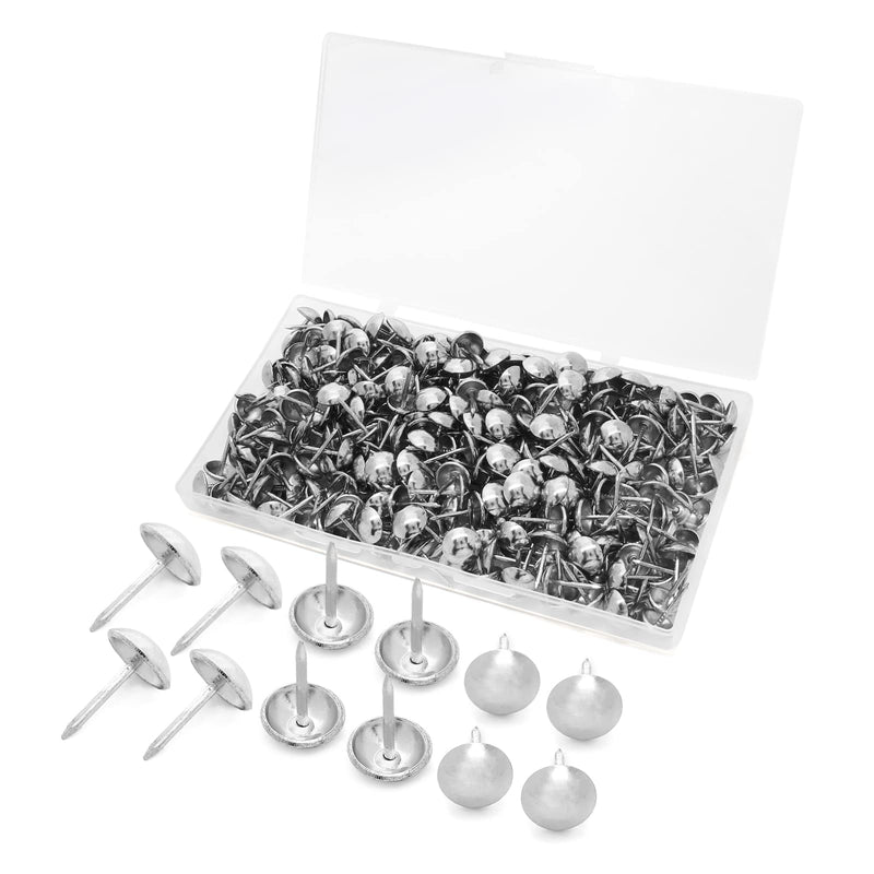 [Australia - AusPower] - 300 Pcs Silver Upholstery Tacks, 0.43'' Round Head Diameter Upholstery Nails Furniture Nails Sofa Decorative Nail Push Pins for Furniture and DIY Decorative 0.43" x 0.67" / 11 x 17 mm 