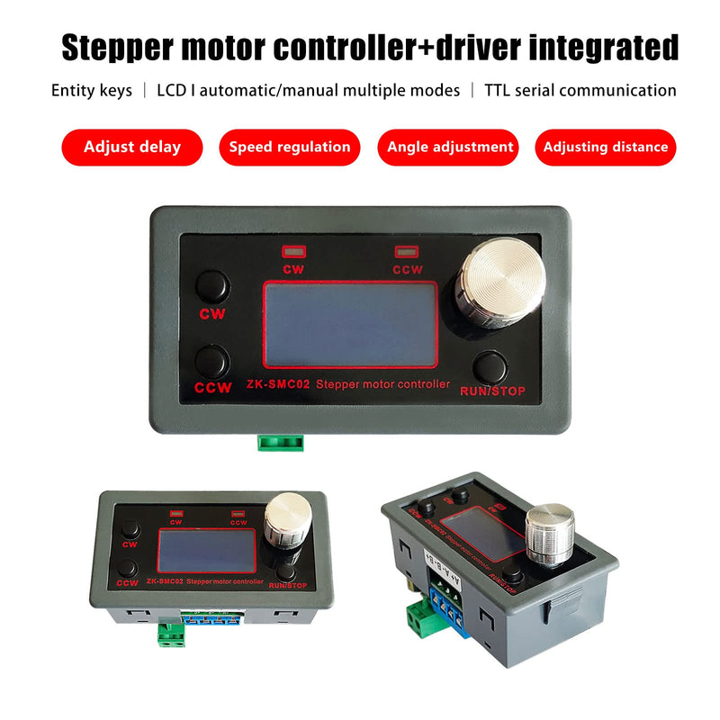 DC Stepper Motor Driver and Controller, ZK-SMC02 Integrated Board DC 5~30V 4A Forward/Reverse Pulse Speed Angle Control Module Programmable PLC Serial Communication Drive All-in-One for 42 57 Motor