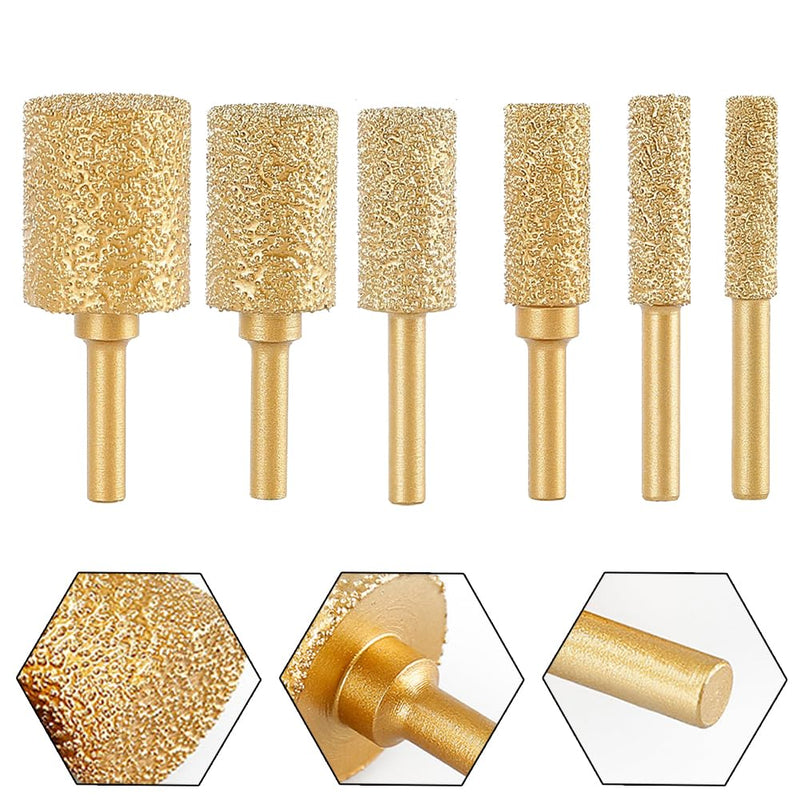 Diamond Grinding Head 25mm Cylinder Type 6mm Round Handle Coarse Grit Polishing Burr for Wood Stone Carving Metal Grinding Stainless Steel Deburring Ceramic Trimming (1 Piece)