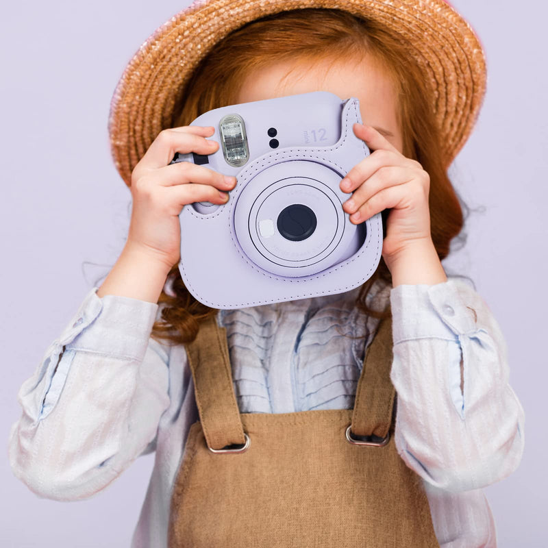 [Australia - AusPower] - Phetium Instant mini 12 Camera Protective Case Compatible with Instax Mini 12 11,PU Leather Bag with Pocket and Adjustable Shoulder Strap(Lilac Purple) Lilac Purple 