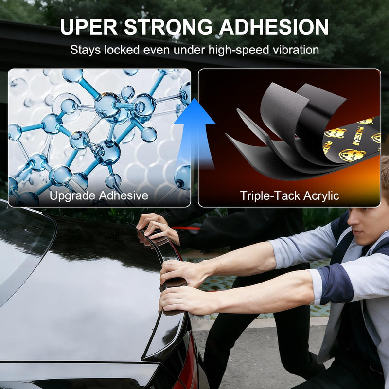 PHIXBEAR Automotive Double Sided Tape, Heavy Duty, High Temp, Waterproof and Anti-Vibration, with Adhesion Promoter for Car Spoiler, Side Skirt, Window Visor and Running Board, 0.75" x 20'