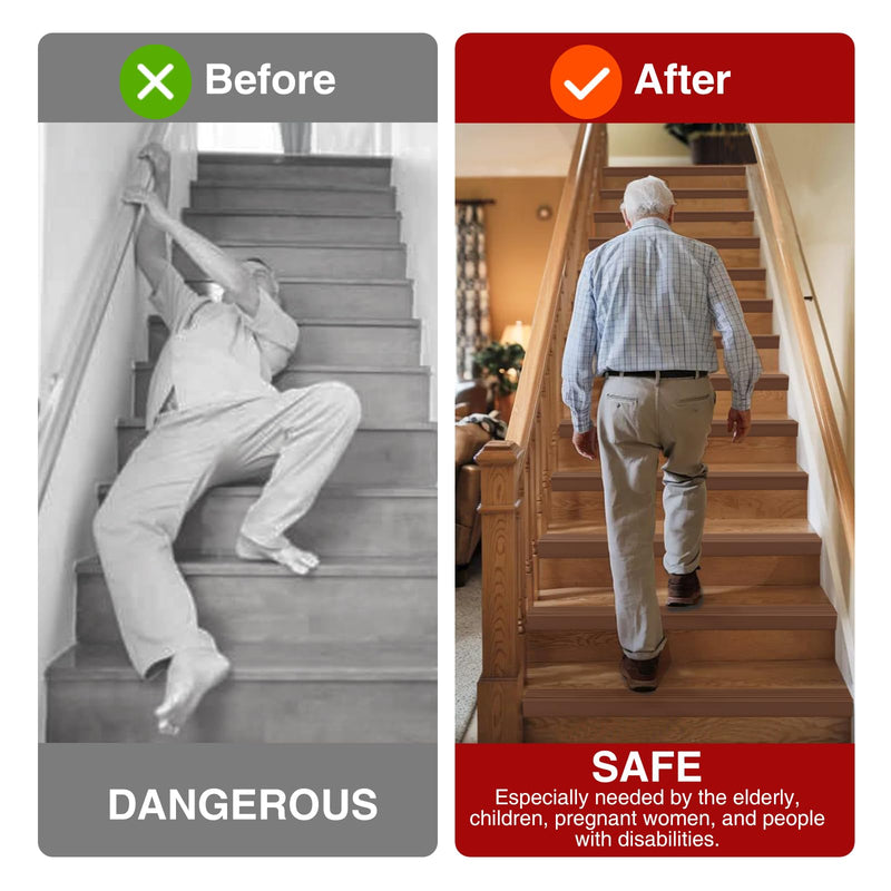 Non-Slip Step Edge Protector, Vinyl Stair Nosing - Self-Adhesive Anti-Slip Stair Nose Edging Trim, Stairway Nose Molding & Nosing Strip for High Traffic-Safety, Indoor-Outdoor Use(Coffee 2"×2",3.3Ft)