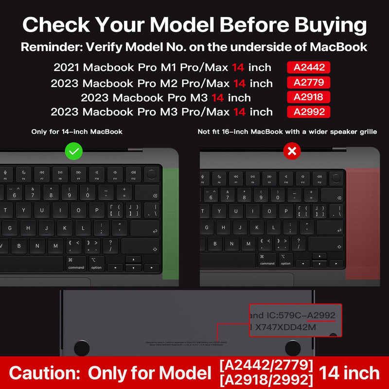 [Australia - AusPower] - for MacBook Pro 14 inch Case 2023-2021 M3 Pro/Max A2918 A2992 M2 A2779 M1 A2442 [100% Match Official Color] [Scientific Slim] Protective Hard Case Matte Cover for Laptop - Space Black Clear 