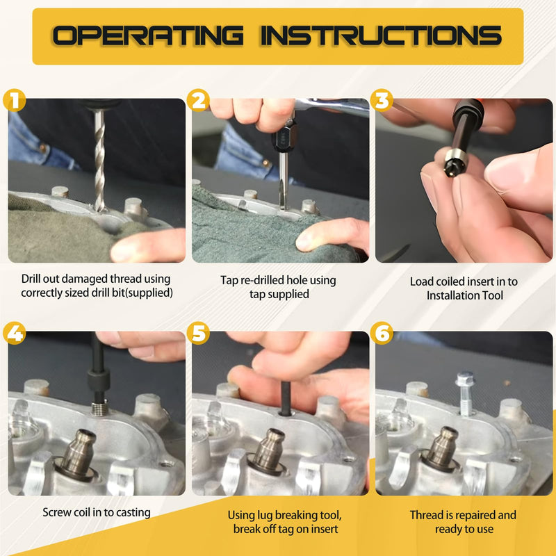 [Australia - AusPower] - M10x1.25 Thread Repair Kit, Metric Helicoil Thread Repair Kit with HSS Drill and Stainless Inserts for All Metals, Composites, Polymers and Other Materials M10 x 1.25 