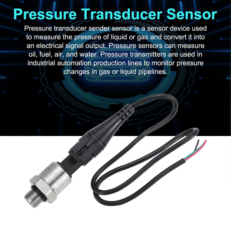 [Australia - AusPower] - MECCANIXITY Pressure Transducer Sender Sensor with Connector, G1/4" 750 PSI Stainless Steel Pressure Transmitter for Oil Fuel Water Air 