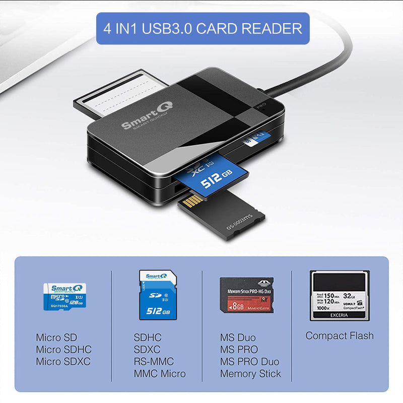 [Australia - AusPower] - C368 USB 3.0 SD Card Reader, Plug N Play, Apple and Windows Compatible, Powered by USB, Supports CF/SD/SDHC/SCXC/MMC/MMC Micro/RS MMC/Mini SD/Micro SD/MS Duo/MS Pro/MS Pro (Pro Duo C, Black) Pro Duo C 