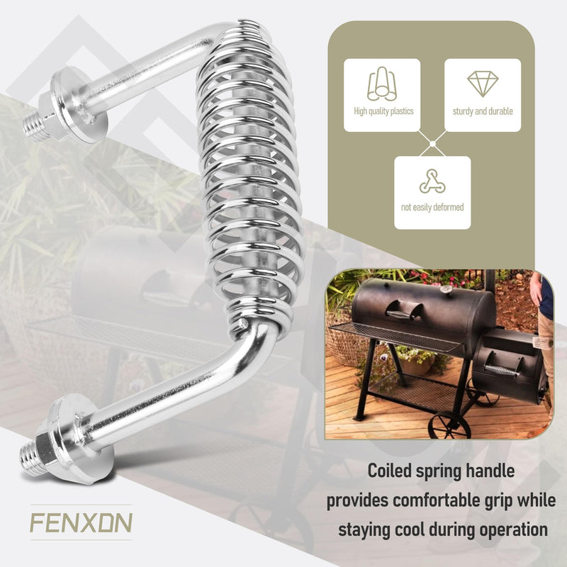 [Australia - AusPower] - 5-3/8" Stainless Spring Handle with 1/2" Seet Rod for BBQ Grills, Wood Stoves | Sturdy and Heavy Duty, Bolt on, Includes Hardware 