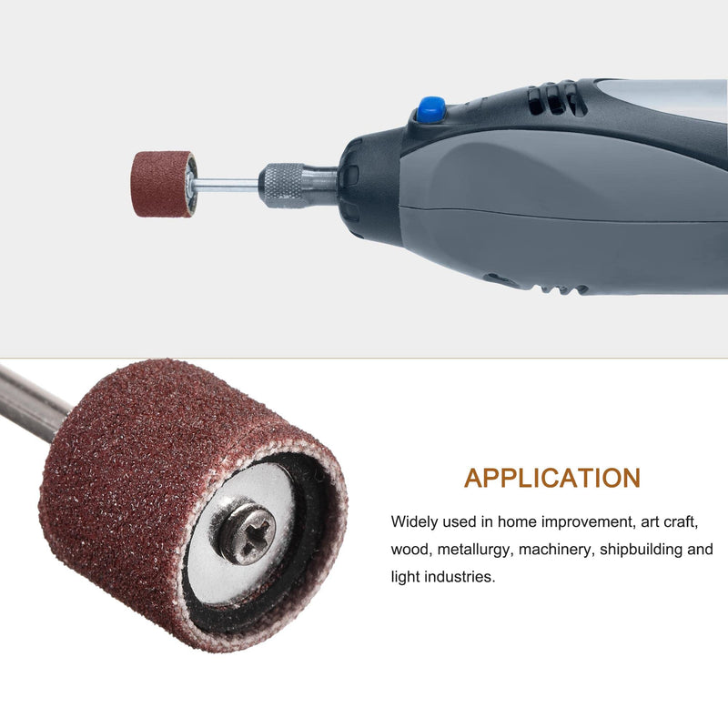 [Australia - AusPower] - uxcell 100 Pcs 1/2 Inch Sanding Sleeves Sandpaper Set 120 Grit with 2 Pcs 1/8 Inch Drum Mandrels for Rotary Tools 