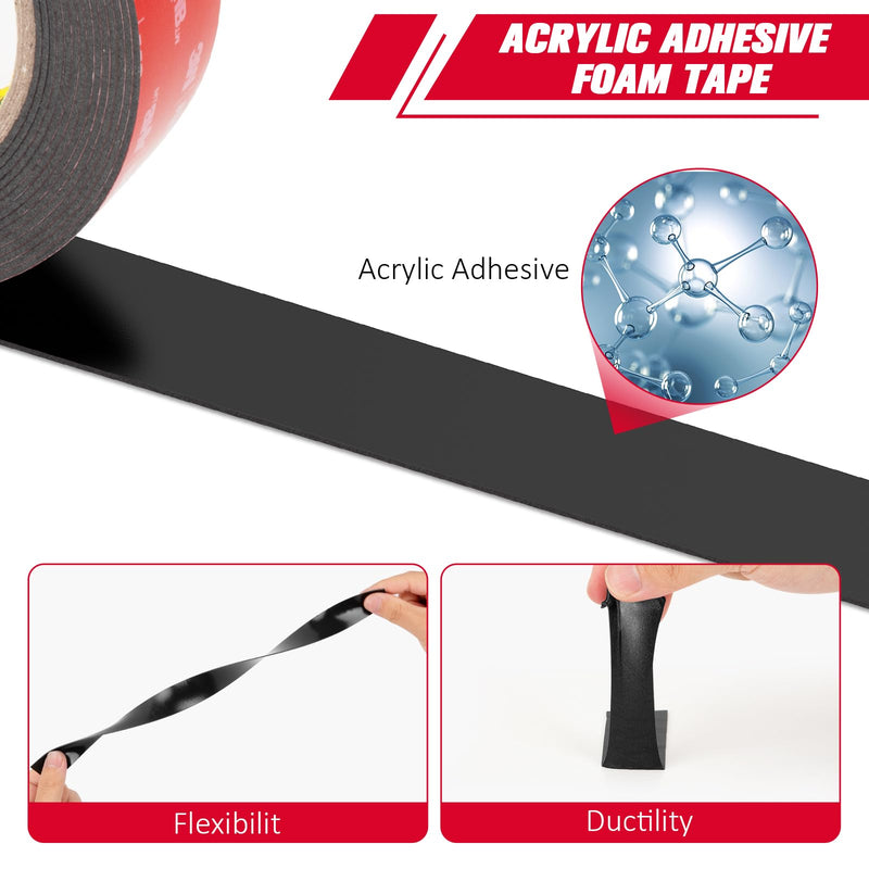 [Australia - AusPower] - 3M Double Sided Mounting Tape VHB 0.5" x 15.4 Ft 0.025in Thick Black 5925 Heavy Duty Foam Tape Strong Adhesive for Car Décor Home Office Logos 0.5" x 15.4Ft 1 