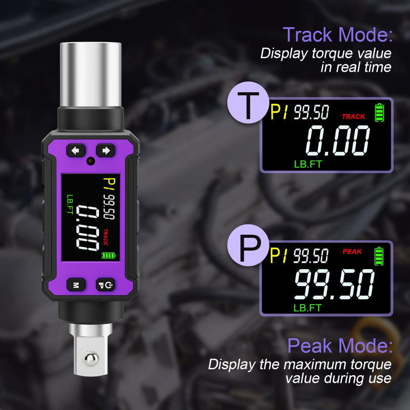 [Australia - AusPower] - Digital Torque Wrench Adapter Set 1/2" Drive, 2.0-99.6 Ft-Lb/2.7-135 Nm, Digital Torque Wrench Converter with ±2% Accuracy, Preset Function, Data Storage, 3/8" & 1/4" Adapter for Bike, Moto 1/2-Inch 