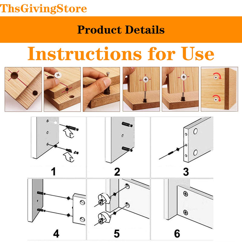 [Australia - AusPower] - 75pcs Cam Lock Nut Fasteners, 3 Sizes Eccentric Wheel Nut Furniture Connectors Cam Fittings for Cabinet Connecting Hardware Bolts Silver Tone 