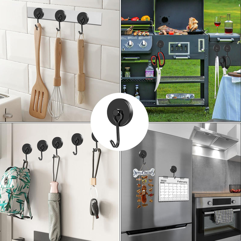 [Australia - AusPower] - MIKEDE Black Magnetic Hooks Heavy Duty, 110LB Swivel Swing Strong Magnetic Hooks Cruise,Neodymium Hook Magnets for Hanging, Home, Workplace, Metal Door, Office and Garage - Pack of 4 110LB - 4 Pack 