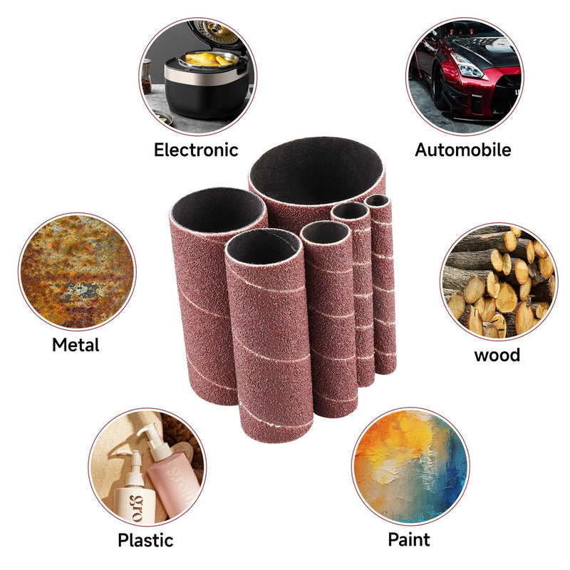 [Australia - AusPower] - Spindle Sander Sleeves for Spindle Sander 150 Grit Sandpaper, 115mm Length, 6 Different Diameters 1/2 in., 3/4 in., 1 in., 1-1/2 in., 2 in. and 3 in 