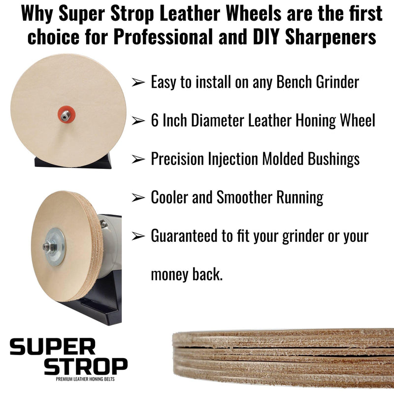 6" Pro Sharpening Supply Leather Honing Wheel Fits 6 in. Bench Grinders and Polishers