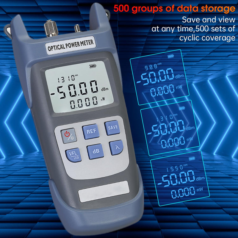 [Australia - AusPower] - Fiber Optical Power Meter with 1mW Light Source SC FC Connector, -50~26dBm, 10 Optic Wave Length, Optic Test Equipment for CCTV Communication Engineering 1.0 Milliwatts 