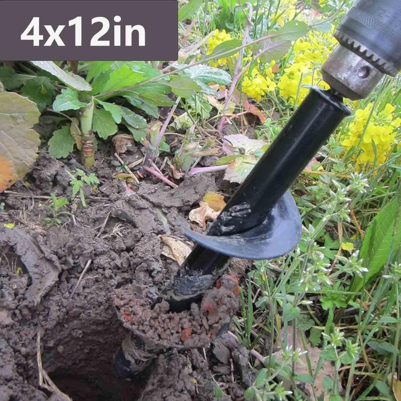 [Australia - AusPower] - TCBWFY 4"x12"Auger Drill Bit for Planting Digging Holes,Garden Plant Flower Bulb Auger Spiral Hole Drill Rapid Bulb Planter Earth Auger Bit,Compatible to Hex Adjustable Chuck 
